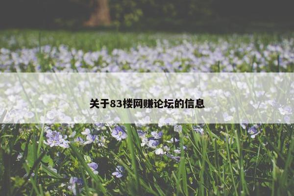 关于83楼网赚论坛的信息